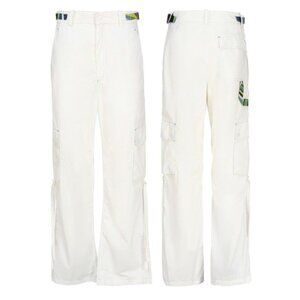 Emilio Pucci Iride-Print Lightweight Straight-Leg Cargo Trousers (White Multi)